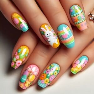 24 Pcs Colorful Easter Nails BUY ONE GET ONE FREE